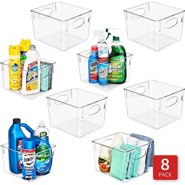 imageSorbus 8 Pack Medium Clear Plastic Storage Bins Clear Organizer Bins with Handle for Kitchen Pantry Cabinet Refrigerator Craft Toys Clothes Closet Under Sink Bathroom Organizers and StorageMedium