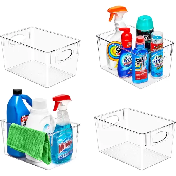 imageSorbus 8 Pack Medium Clear Plastic Storage Bins Clear Organizer Bins with Handle for Kitchen Pantry Cabinet Refrigerator Craft Toys Clothes Closet Under Sink Bathroom Organizers and StorageLarge