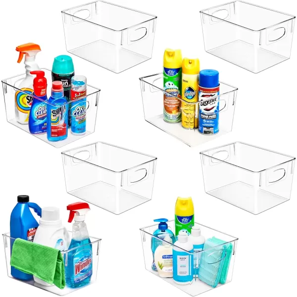 imageSorbus 8 Pack Medium Clear Plastic Storage Bins Clear Organizer Bins with Handle for Kitchen Pantry Cabinet Refrigerator Craft Toys Clothes Closet Under Sink Bathroom Organizers and StorageLarge
