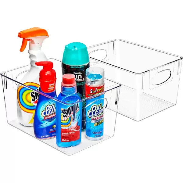 imageSorbus 8 Pack Medium Clear Plastic Storage Bins Clear Organizer Bins with Handle for Kitchen Pantry Cabinet Refrigerator Craft Toys Clothes Closet Under Sink Bathroom Organizers and StorageLarge
