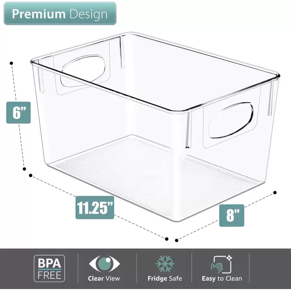 imageSorbus 8 Pack Medium Clear Plastic Storage Bins Clear Organizer Bins with Handle for Kitchen Pantry Cabinet Refrigerator Craft Toys Clothes Closet Under Sink Bathroom Organizers and StorageLarge