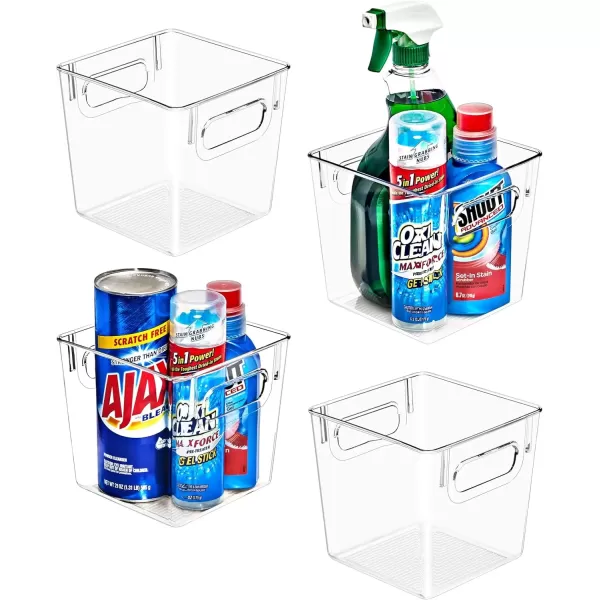 imageSorbus 8 Pack Medium Clear Plastic Storage Bins Clear Organizer Bins with Handle for Kitchen Pantry Cabinet Refrigerator Craft Toys Clothes Closet Under Sink Bathroom Organizers and StorageSmall