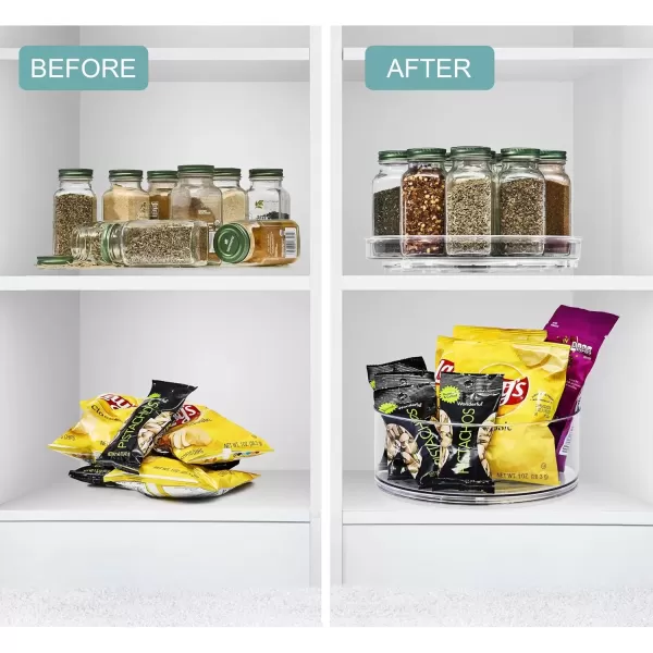 imageSorbus 9 Inch Clear Lazy Susan Organizer Turntable Organizer for Spice Organization for Cabinet Lazy Susan Turntable for Kitchen Home Office Closet Classroom Laundry Room Organization 2PackTall  2 Flat