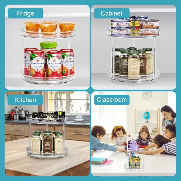 imageSorbus 9 Inch Clear Lazy Susan Organizer Turntable Organizer for Spice Organization for Cabinet Lazy Susan Turntable for Kitchen Home Office Closet Classroom Laundry Room Organization 2Pack2 Tiered