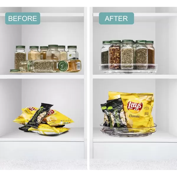 imageSorbus 9 Inch Clear Lazy Susan Organizer Turntable Organizer for Spice Organization for Cabinet Lazy Susan Turntable for Kitchen Home Office Closet Classroom Laundry Room Organization 2Pack2 Flat  2 Tiered