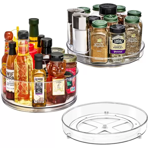 imageSorbus 9 Inch Clear Lazy Susan Organizer Turntable Organizer for Spice Organization for Cabinet Lazy Susan Turntable for Kitchen Home Office Closet Classroom Laundry Room Organization 2PackTall  2 Flat