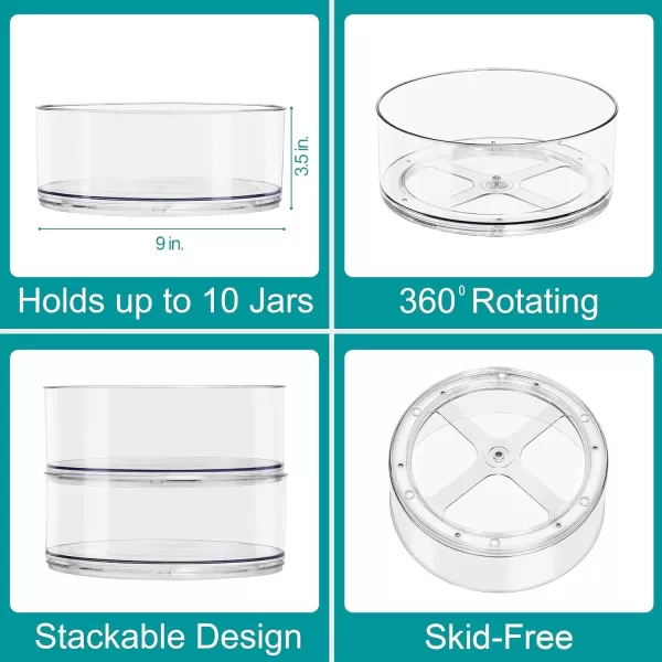 imageSorbus 9 Inch Clear Lazy Susan Organizer Turntable Organizer for Spice Organization for Cabinet Lazy Susan Turntable for Kitchen Home Office Closet Classroom Laundry Room Organization 2PackTall 2 Pack