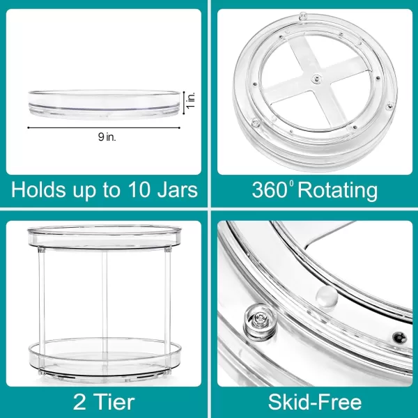 imageSorbus 9 Inch Clear Lazy Susan Organizer Turntable Organizer for Spice Organization for Cabinet Lazy Susan Turntable for Kitchen Home Office Closet Classroom Laundry Room Organization 2Pack2 Tiered