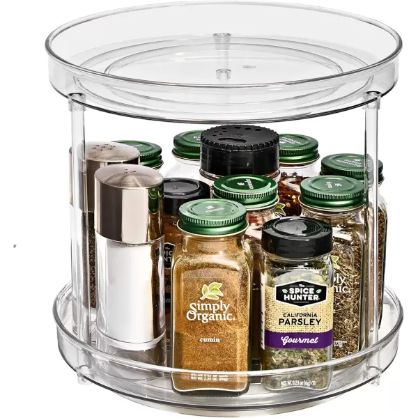 imageSorbus 9 Inch Clear Lazy Susan Organizer Turntable Organizer for Spice Organization for Cabinet Lazy Susan Turntable for Kitchen Home Office Closet Classroom Laundry Room Organization 2Pack2 Tiered