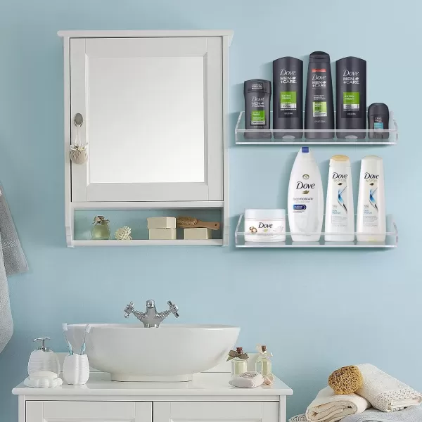 imageSorbus Acrylic Bathroom Shelves Floating Display Acrylic Shelves Clear Shower Caddy Shelf Storage for Bath Vanity Kitchen Bookshelf Spice Rack Wall Mounted No Drill Adhesive  2 Pack Transparent