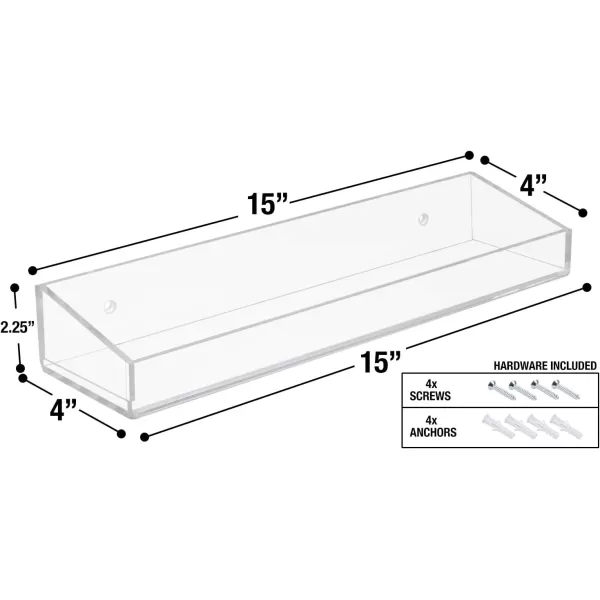 imageSorbus Acrylic Bathroom Shelves Floating Display Acrylic Shelves Clear Shower Caddy Shelf Storage for Bath Vanity Kitchen Bookshelf Spice Rack Wall Mounted No Drill Adhesive  2 Pack Transparent