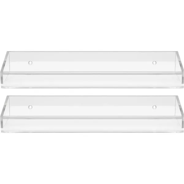 imageSorbus Acrylic Bathroom Shelves Floating Display Acrylic Shelves Clear Shower Caddy Shelf Storage for Bath Vanity Kitchen Bookshelf Spice Rack Wall Mounted No Drill Adhesive  2 Pack Transparent
