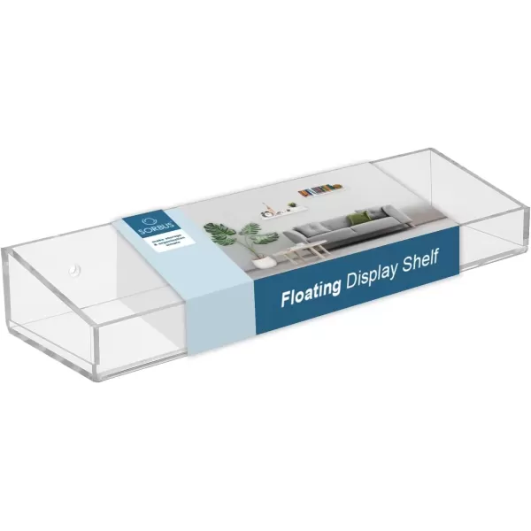 imageSorbus Acrylic Bathroom Shelves Floating Display Acrylic Shelves Clear Shower Caddy Shelf Storage for Bath Vanity Kitchen Bookshelf Spice Rack Wall Mounted No Drill Adhesive  2 Pack Transparent