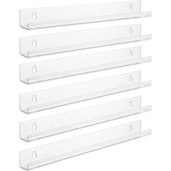 imageSorbus Acrylic Nail Polish Organizer Rack 6 Pack 15quot  90120 Bottles  Wall Mounted Floating Shelves Ledges Clear Invisible Nail Polish Shelf Holder Display Perfume Essential Oil Bathroom StoragePack of 6