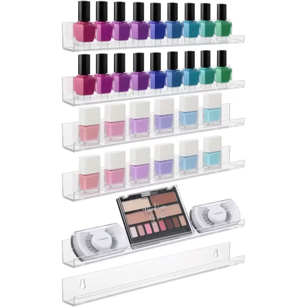 imageSorbus Acrylic Nail Polish Organizer Rack 6 Pack 15quot  90120 Bottles  Wall Mounted Floating Shelves Ledges Clear Invisible Nail Polish Shelf Holder Display Perfume Essential Oil Bathroom StoragePack of 6