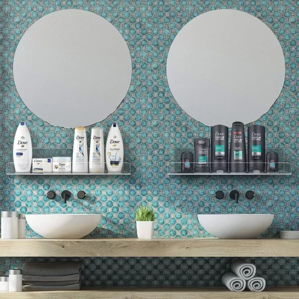 imageSorbus Acrylic Wall Ledge Floating Shelf Rack Organizer Invisible Display Style for Books Figurine Picture Frame Storage Wall Mounted Shelves for Home Bathroom Nail Salon Spa 15 x 43 x 3Pack of 6