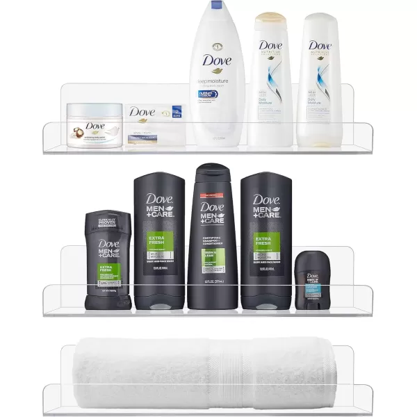 imageSorbus Acrylic Wall Ledge Floating Shelf Rack Organizer Invisible Display Style for Books Figurine Picture Frame Storage Wall Mounted Shelves for Home Bathroom Nail Salon Spa 15 x 43 x 3Pack of 6