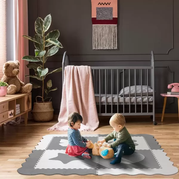 imageSorbus Baby Play Mat Tiles  61quot x 61quot Extra Large Non Toxic Foam Puzzle Floor Mat for Kids Grey ampamp White Interlocking Foam Playroom ampamp Nursery Playmat Safe ampamp Protective for Infants ampamp Toddlers