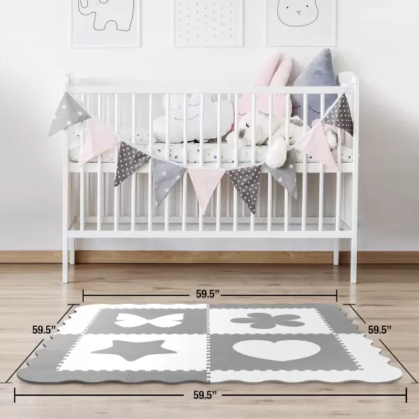 imageSorbus Baby Play Mat Tiles  61quot x 61quot Extra Large Non Toxic Foam Puzzle Floor Mat for Kids Grey ampamp White Interlocking Foam Playroom ampamp Nursery Playmat Safe ampamp Protective for Infants ampamp Toddlers