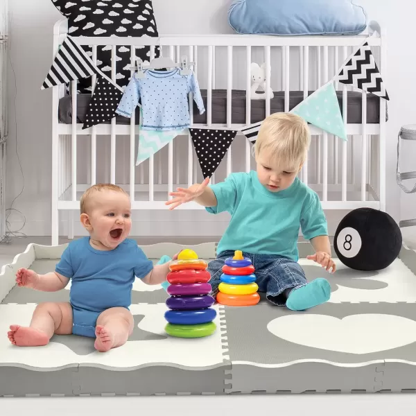imageSorbus Baby Play Mat Tiles  61quot x 61quot Extra Large Non Toxic Foam Puzzle Floor Mat for Kids Grey ampamp White Interlocking Foam Playroom ampamp Nursery Playmat Safe ampamp Protective for Infants ampamp Toddlers