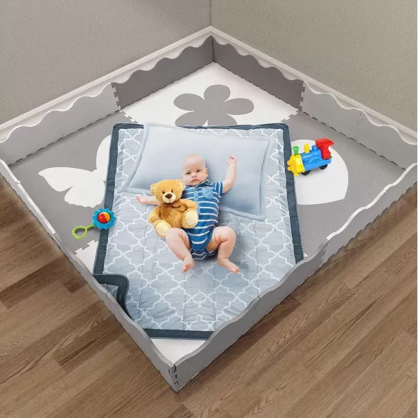 imageSorbus Baby Play Mat Tiles  61quot x 61quot Extra Large Non Toxic Foam Puzzle Floor Mat for Kids Grey ampamp White Interlocking Foam Playroom ampamp Nursery Playmat Safe ampamp Protective for Infants ampamp Toddlers