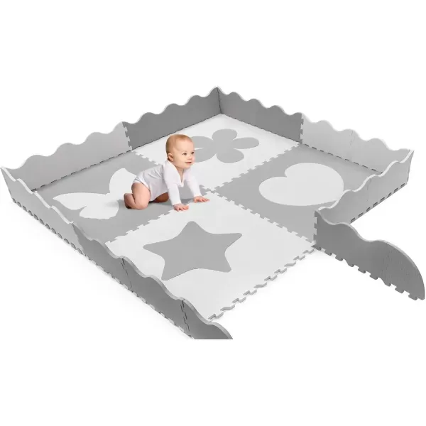 imageSorbus Baby Play Mat Tiles  61quot x 61quot Extra Large Non Toxic Foam Puzzle Floor Mat for Kids Grey ampamp White Interlocking Foam Playroom ampamp Nursery Playmat Safe ampamp Protective for Infants ampamp Toddlers