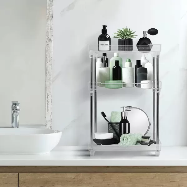 imageSorbus Bathroom Organizer Countertop  3 Tier Acrylic Organizer Shelf Tray Clear Vanity Makeup Storage Shelves for Perfume Skincare Cosmetics Hair Accessories Medicine Bathroom Sink Organizers