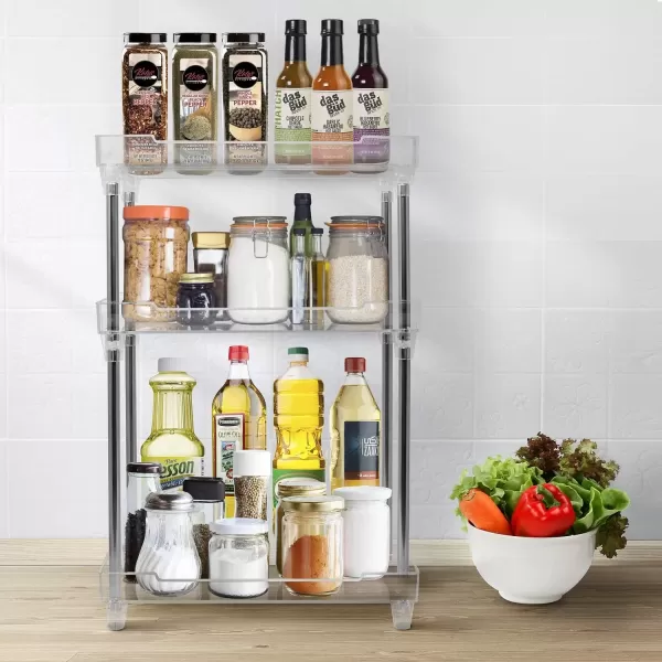 imageSorbus Bathroom Organizer Countertop  3 Tier Acrylic Organizer Shelf Tray Clear Vanity Makeup Storage Shelves for Perfume Skincare Cosmetics Hair Accessories Medicine Bathroom Sink Organizers