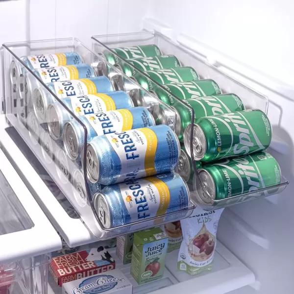 imageSorbus Can Dispenser for Refrigerator  12 Can Fridge organizer Rotation System Rack  Clear Soda Can Organizer for Refrigerator Freezer ampamp Pantry  Great for Kitchen Organization ampamp Storage 2Pack2 Pack