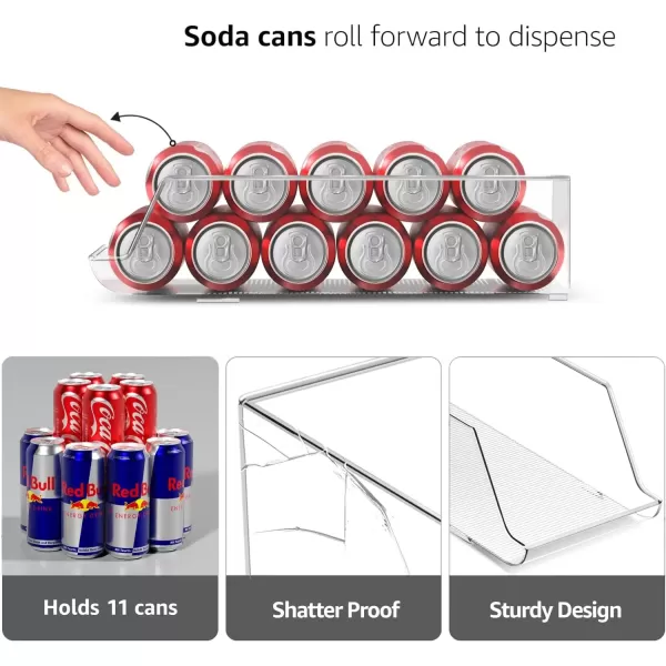 imageSorbus Can Dispenser for Refrigerator  12 Can Fridge organizer Rotation System Rack  Clear Soda Can Organizer for Refrigerator Freezer ampamp Pantry  Great for Kitchen Organization ampamp Storage 2Pack4 Pack