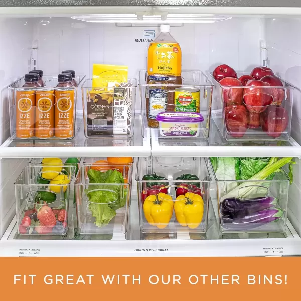 imageSorbus Clear Square Fridge Bins Thick Sturdy Plastic Refrigerator Pantry Organizer Versatile NonSlip Stackable Cabinet Organization Bath Makeup Food Snack Packet Organizer  3 Pack3