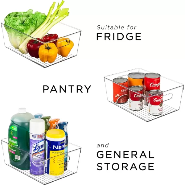 imageSorbus Clear Square Fridge Bins Thick Sturdy Plastic Refrigerator Pantry Organizer Versatile NonSlip Stackable Cabinet Organization Bath Makeup Food Snack Packet Organizer  3 Pack3