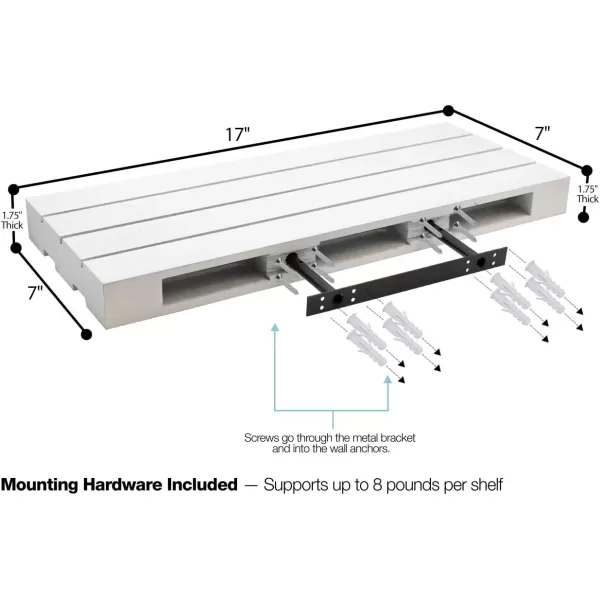 imageSorbus Floating Pallet Shelves  Set of 2  Rustic Farmhouse Wall Mount Ledge Storage Shelf Organizer  for Home Dcor Living Room Bathroom Bedroom Nursery etc  7quot D x 17quot W x 175quot H  GreyGrey