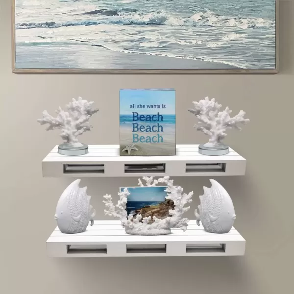 imageSorbus Floating Pallet Shelves  Set of 2  Rustic Farmhouse Wall Mount Ledge Storage Shelf Organizer  for Home Dcor Living Room Bathroom Bedroom Nursery etc  7quot D x 17quot W x 175quot H  GreyGrey