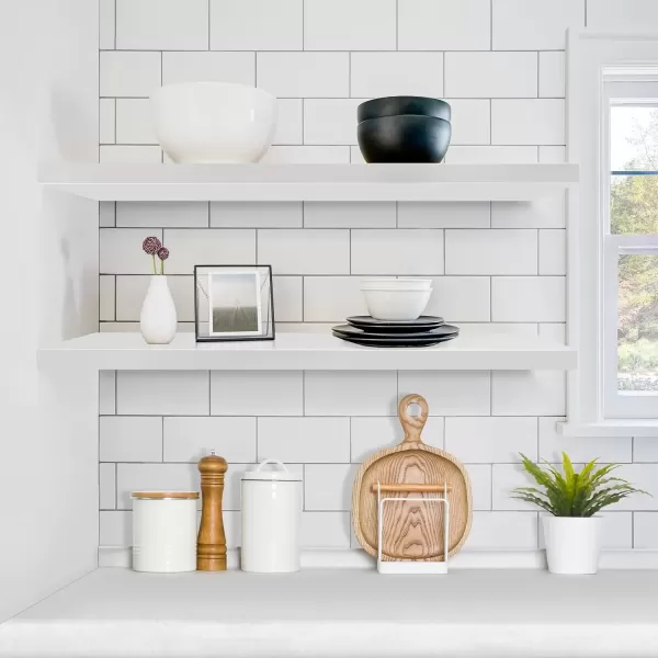 imageSorbus Floating Shelves for Wall  2 Long Floating Shelves for Bedroom Kitchen Living Room Bathroom Shelves Home Decor Farmhouse  35 x 9 Inch Wall Mounted Floating Shelves for Wall WhiteWhite