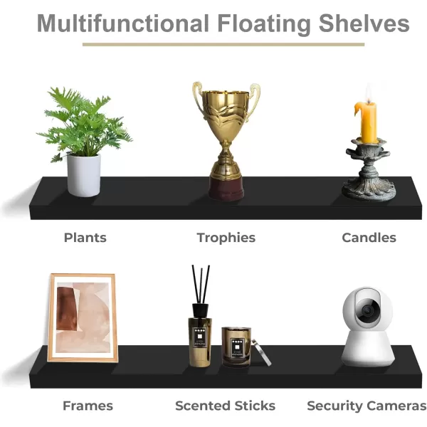 imageSorbus Floating Shelves for Wall  2 Long Floating Shelves for Bedroom Kitchen Living Room Bathroom Shelves Home Decor Farmhouse  35 x 9 Inch Wall Mounted Floating Shelves for Wall WhiteBlack