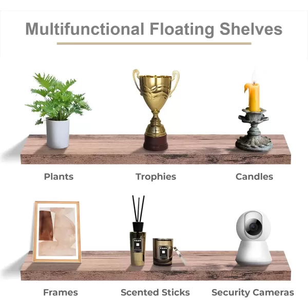 imageSorbus Floating Shelves for Wall  2 Long Floating Shelves for Bedroom Kitchen Living Room Bathroom Shelves Home Decor Farmhouse  35 x 9 Inch Wall Mounted Floating Shelves for Wall WhiteMahogany