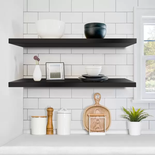 imageSorbus Floating Shelves for Wall  2 Long Floating Shelves for Bedroom Kitchen Living Room Bathroom Shelves Home Decor Farmhouse  35 x 9 Inch Wall Mounted Floating Shelves for Wall WhiteBlack