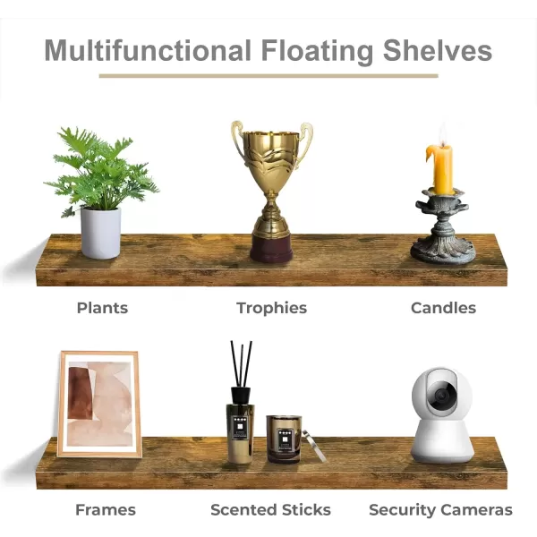 imageSorbus Floating Shelves for Wall  2 Long Floating Shelves for Bedroom Kitchen Living Room Bathroom Shelves Home Decor Farmhouse  35 x 9 Inch Wall Mounted Floating Shelves for Wall WhiteWalnut