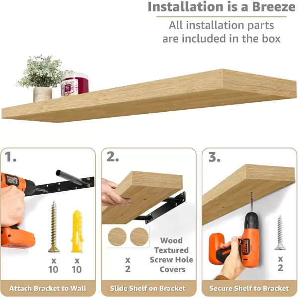 imageSorbus Floating Shelves for Wall  2 Long Floating Shelves for Bedroom Kitchen Living Room Bathroom Shelves Home Decor Farmhouse  35 x 9 Inch Wall Mounted Floating Shelves for Wall WhiteMaple Wood