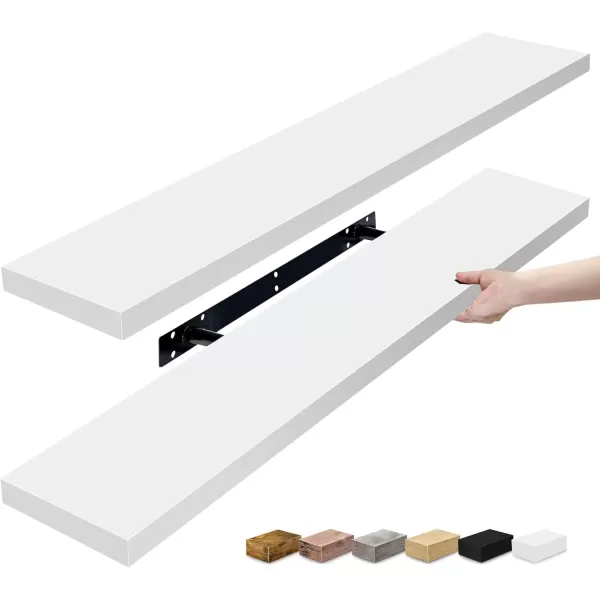 imageSorbus Floating Shelves for Wall  2 Long Floating Shelves for Bedroom Kitchen Living Room Bathroom Shelves Home Decor Farmhouse  35 x 9 Inch Wall Mounted Floating Shelves for Wall WhiteWhite