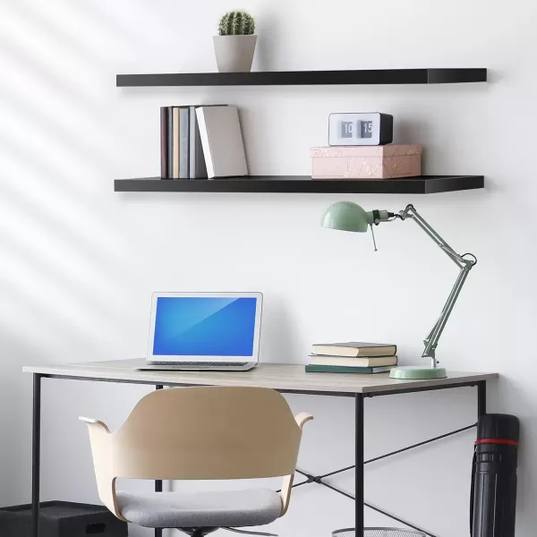 imageSorbus Floating Shelves for Wall  2 Long Floating Shelves for Bedroom Kitchen Living Room Bathroom Shelves Home Decor Farmhouse  35 x 9 Inch Wall Mounted Floating Shelves for Wall WhiteBlack