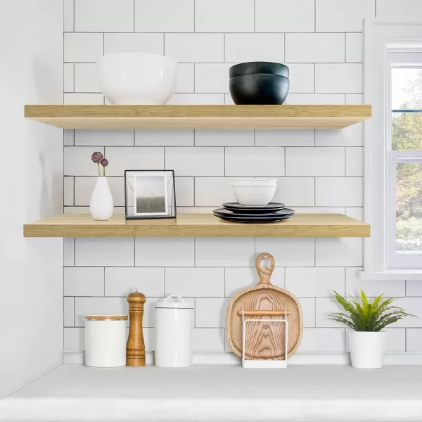 imageSorbus Floating Shelves for Wall  2 Long Floating Shelves for Bedroom Kitchen Living Room Bathroom Shelves Home Decor Farmhouse  35 x 9 Inch Wall Mounted Floating Shelves for Wall WhiteMaple Wood