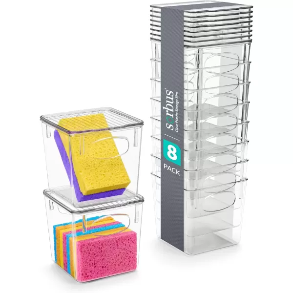 imageSorbus Medium Clear Plastic Storage Bins with Lids Clear Stackable Storage Bins Laundry Room Organizer Bins Office Classroom Playroom Bathroom Laundry Room Organization and Storage 2 PackSmall