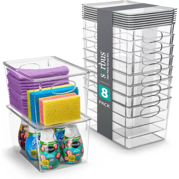 imageSorbus Medium Clear Plastic Storage Bins with Lids Clear Stackable Storage Bins Laundry Room Organizer Bins Office Classroom Playroom Bathroom Laundry Room Organization and Storage 2 PackLarge