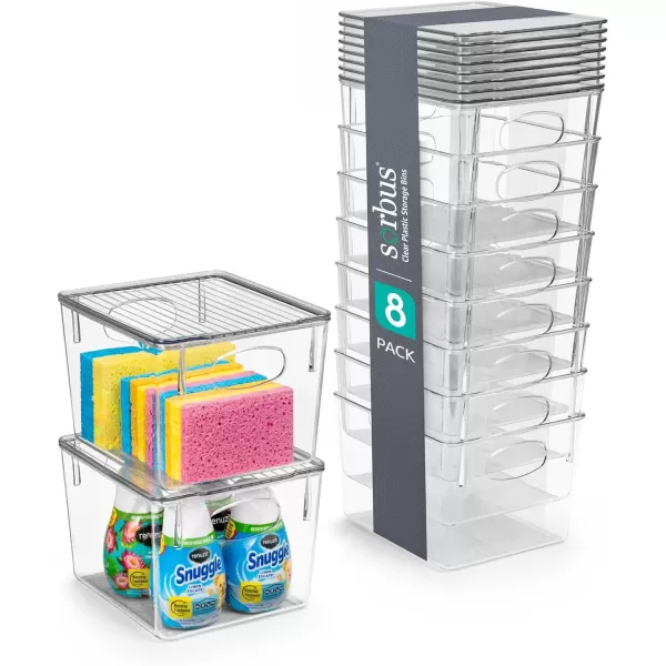 imageSorbus Medium Clear Plastic Storage Bins with Lids Clear Stackable Storage Bins Laundry Room Organizer Bins Office Classroom Playroom Bathroom Laundry Room Organization and Storage 2 PackMedium