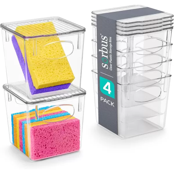 imageSorbus Medium Clear Plastic Storage Bins with Lids Clear Stackable Storage Bins Laundry Room Organizer Bins Office Classroom Playroom Bathroom Laundry Room Organization and Storage 2 PackSmall