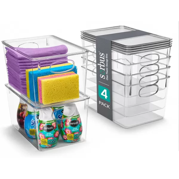imageSorbus Medium Clear Plastic Storage Bins with Lids Clear Stackable Storage Bins Laundry Room Organizer Bins Office Classroom Playroom Bathroom Laundry Room Organization and Storage 2 PackLarge