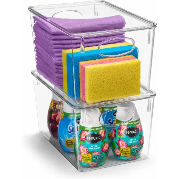imageSorbus Medium Clear Plastic Storage Bins with Lids Clear Stackable Storage Bins Laundry Room Organizer Bins Office Classroom Playroom Bathroom Laundry Room Organization and Storage 2 PackLarge