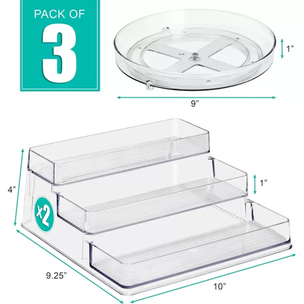 imageSorbus Pantry Spice organizer Set 3Tier Seasoning Organizer for Cabinet 2 Pack and Lazy Susan Spice Rack Turntable 9Inch Spice Organization for Cabinet Condiment Organizer Pantry ampamp Refrigerator3Tier Organizers  Lazy Susan